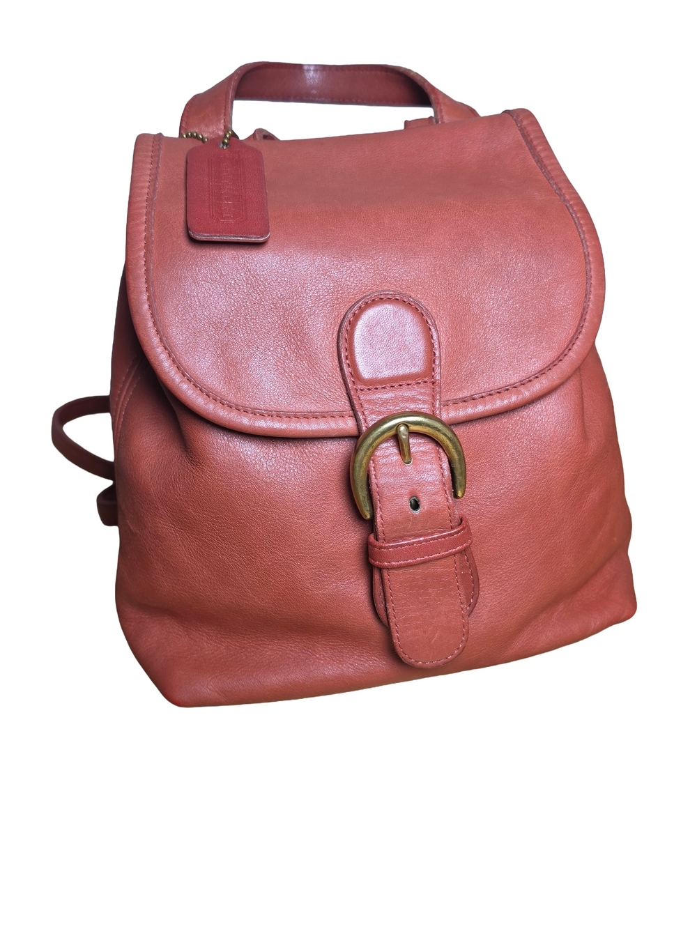 Vintage Coach Bantam Backpack 4152 Mandarin Orange Red Leather Mini Bag USA